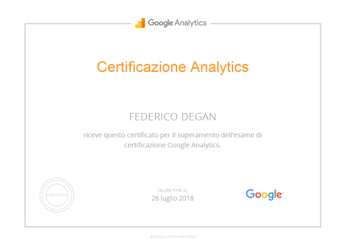 Certificazione Google Analytics